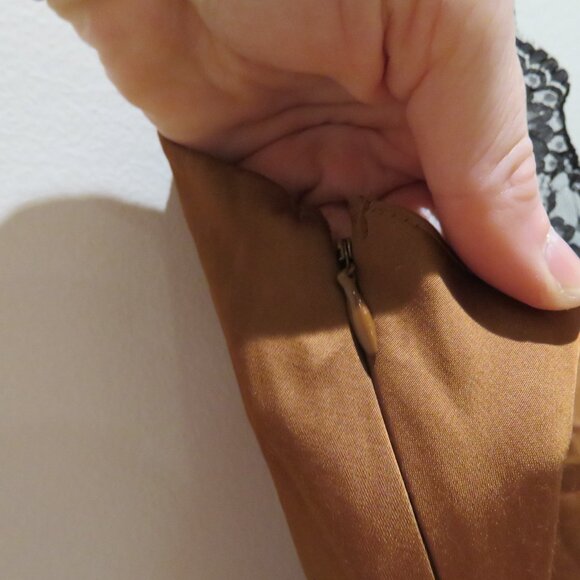 ABERCROMBIE & FITCH Satin Lace Midi Slip Dress Terracotta Y2K Friends Holidays - Picture 14 of 16